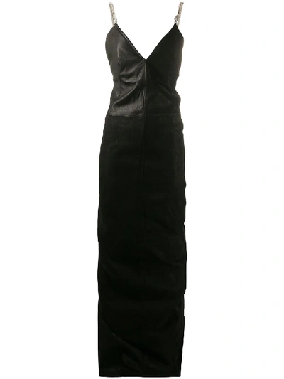 Rick Owens Contrast-panel Ruched Maxi Dress In Black