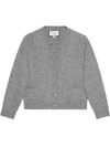 Gucci Grey Wool Cropped Cardigan In Grey