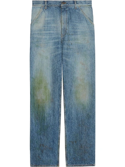 Gucci Eco-washed Wide Leg Jeans In Blau