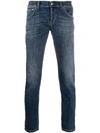 Dondup Organic Cotton-blend Distressed Jeans In Blue