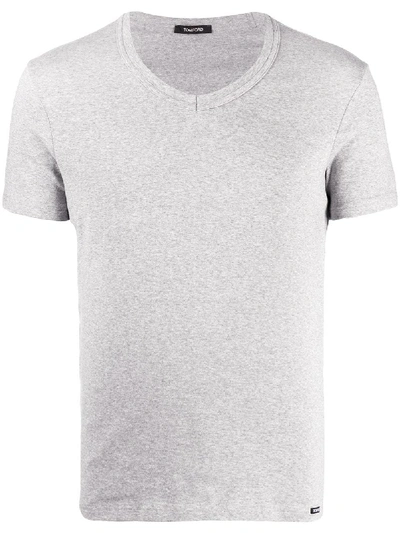 TOM FORD LOGO PATCH V-NECK T-SHIRT