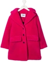 Msgm Embroidered Logo Faux Fur Coat In Pink