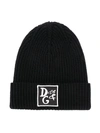 DOLCE & GABBANA LOGO-PATCH RIBBED BEANIE