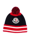 MONCLER LOGO EMBROIDERED BEANIE HAT