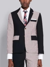 THOM BROWNE THOM BROWNE NAVY WOOL DOUBLE FACE STIFF CREPE FUNMIX CLASSIC UNCONSTRUCTED SPORT COAT,MJU426F0670214775751