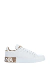 Dolce & Gabbana Dolce&gabbana White/gold Portofino Sneakers In White