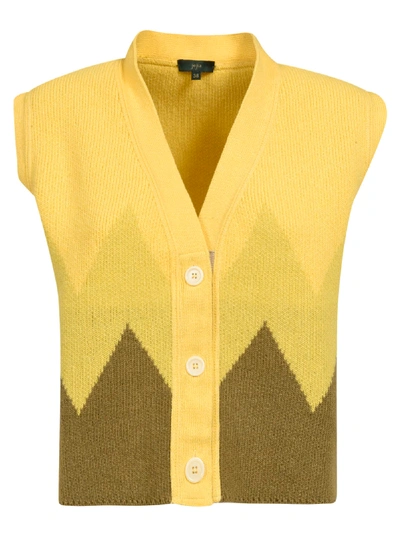 Jejia Sleeveless V-neck Cardigan In Yellow/green
