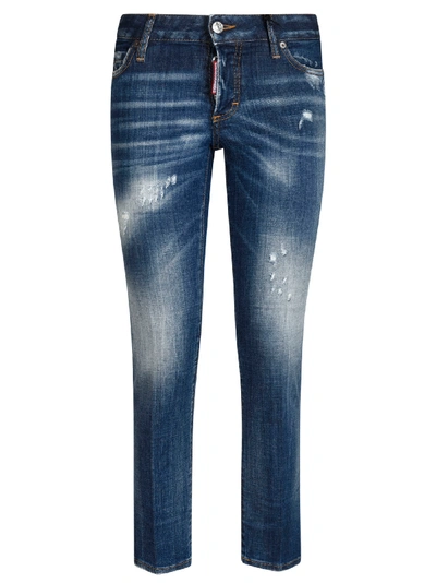 Dsquared2 Tight Fit Distressed Jeans In Blue