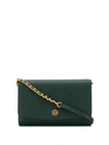 Tory Burch Robinson Leather Wallet On A Chain In Pine Tree