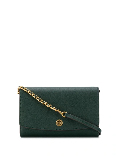 Tory Burch Robinson Leather Wallet On A Chain In Pine Tree