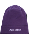 PALM ANGELS LOGO EMBROIDERED BEANIE HAT