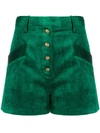 Pinko High-waisted Corduroy Shorts In Green