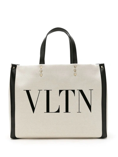 Valentino Garavani Vltn Logo Canvas Tote In Brown