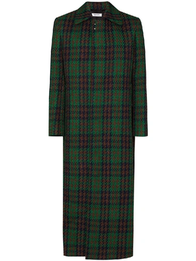 Pronounce Single-breasted Houndstooth Coat In Green