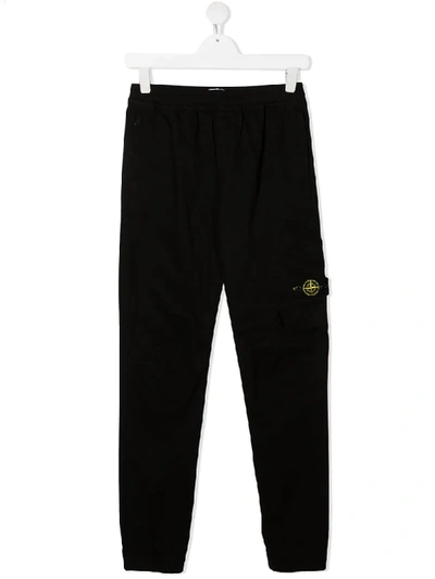 Stone Island Teen Tracksuit Bottoms In Black