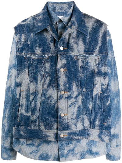 Ambush Bleached-effect Layered Denim Jacket In Blue