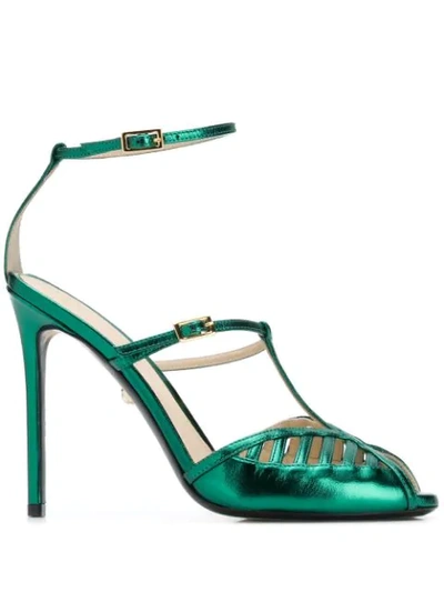 Alevì Metallic Open-toe Sandals In Green