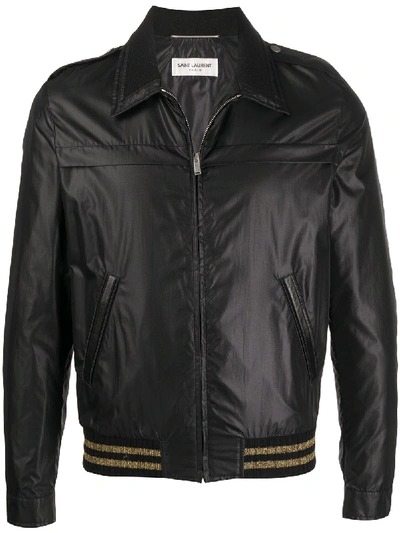Saint Laurent Stripe-hem Jacket In Black
