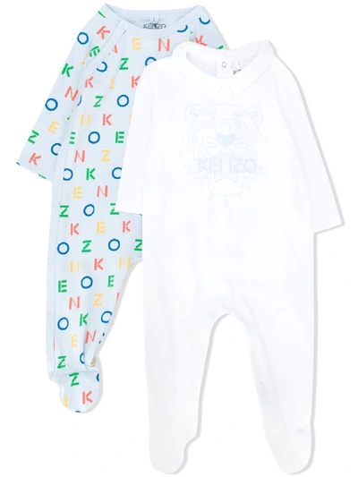 Kenzo Babies' All-over Logo Pajamas In White