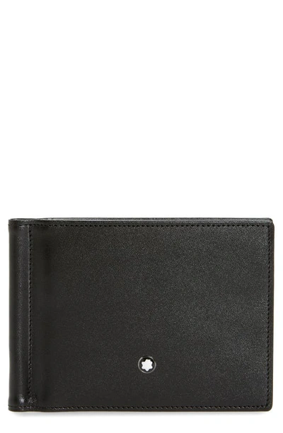 Montblanc Leather Money Clip Wallet In Black