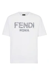 FENDI ROMA FLORAL LOGO APPLIQUE GRAPHIC TEE,FY0936-ACN7