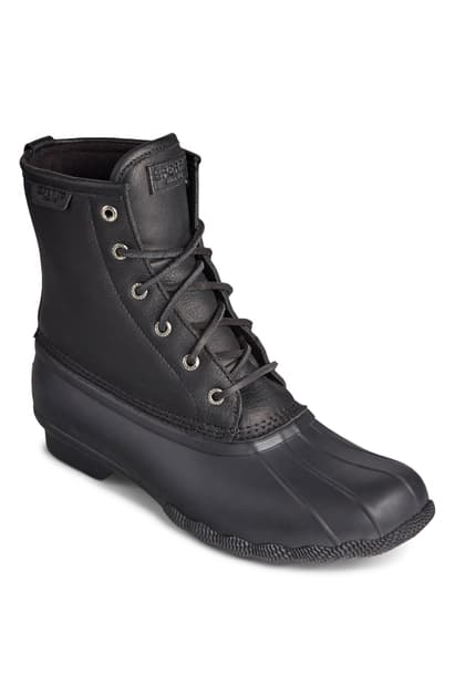 sperry black saltwater duck boots