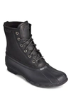Sperry Duck Float Mens Leather Faux Fur Rain Boots In Black
