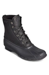 Sperry Duck Float Mens Leather Faux Fur Rain Boots In Black/ Black