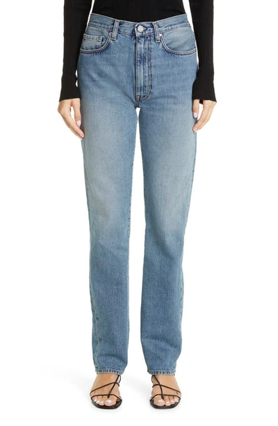 Totême Cropped High-rise Straight-leg Jeans In Blue