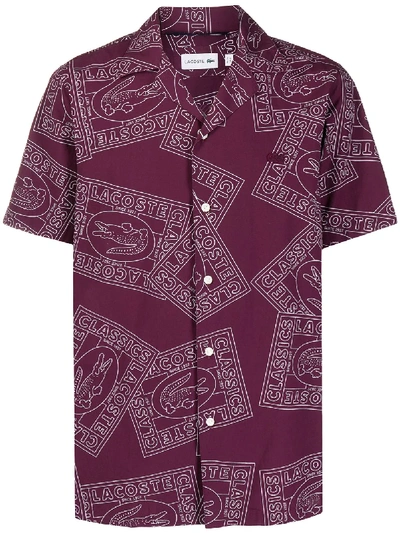 Lacoste Logo-print Short-sleeved Shirt In Purple