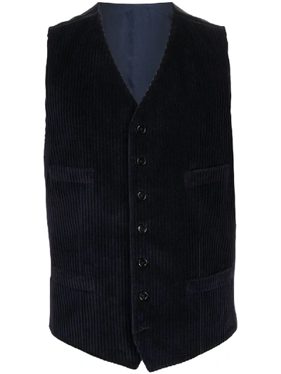 Dolce & Gabbana Buttoned Corduroy Waistcoat In Blue