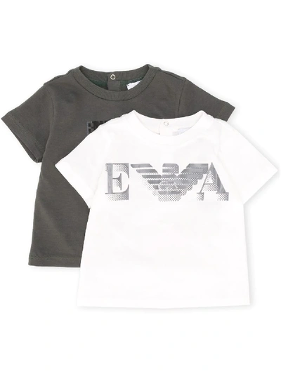 Emporio Armani Babies' Logo Print T-shirt In White