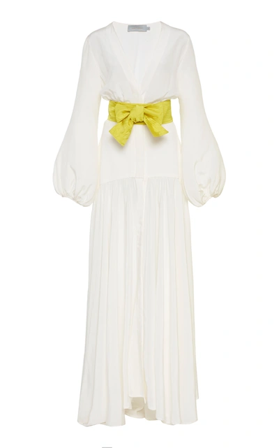 Silvia Tcherassi Women's Felicity Tie-waist Silk Maxi Dress In Ivory