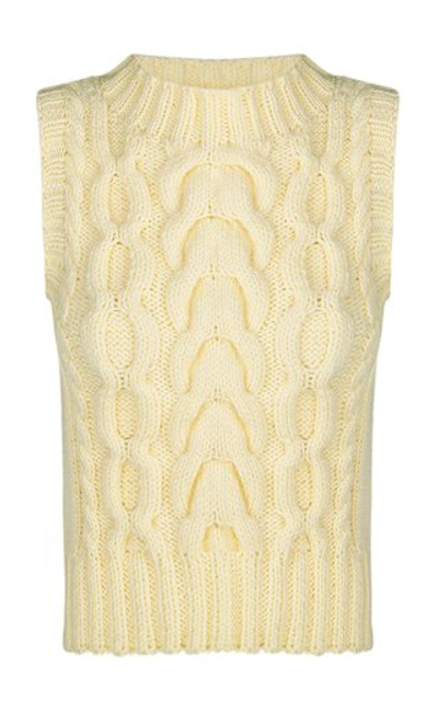 Anna October Cable-knit Wool-blend Vest In White