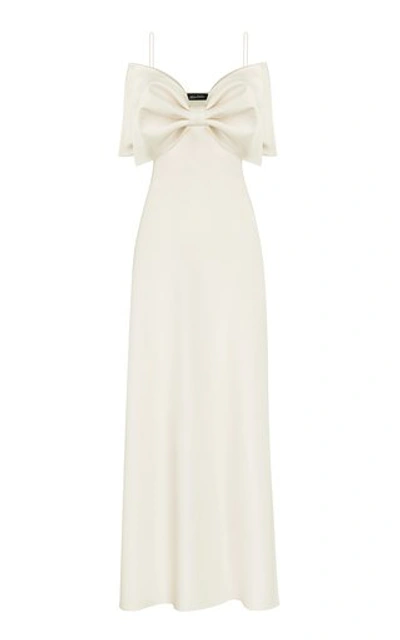 Anna October Bow-embellished Satin Maxi Dress In White