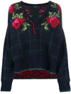 VERSACE ROSE CHECK-INTARSIA JUMPER