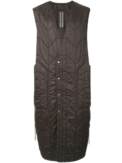 Rick Owens Quilted Button Gilet In Green