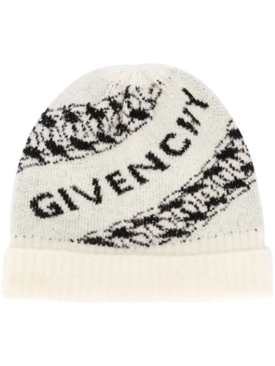 Givenchy Logo嵌花套头帽 In White