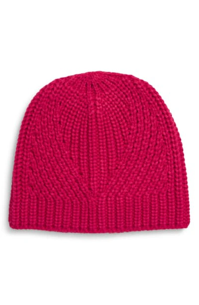 Rebecca Minkoff Traveling Rib Beanie In Ruby