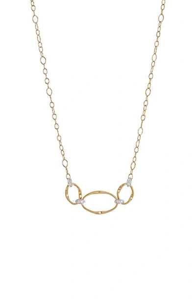 Marco Bicego 18k Yellow Gold Onde Diamond Three Station Necklace, 16.5 In White Gold/ Yellow God