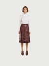 FERRAGAMO SILK AND NAPPA SKIRT