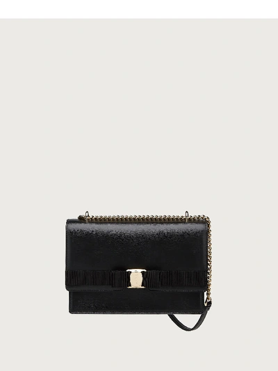 Ferragamo Vara Bow Cross Body Bag In Black