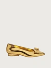 Ferragamo Viva Bow Metallic Leather Ballerina Flats In Gold