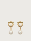 Ferragamo Gancini Earrings With Synthetic Pearls In Gold
