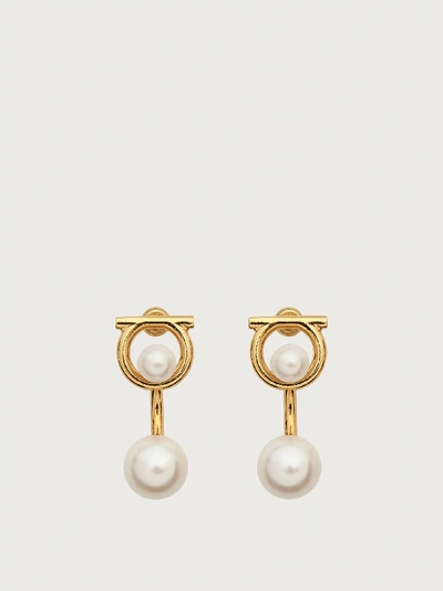FERRAGAMO GANCINI EARRINGS WITH SYNTHETIC PEARLS