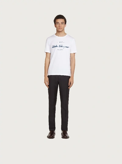 Ferragamo White 1927 Signature Logo Print Cotton T-shirt