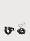 Ferragamo Mosaico Gancio Two-tone Cufflinks In Silver