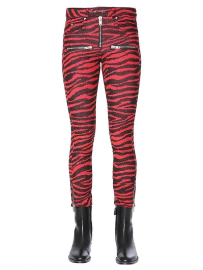 Isabel Marant Étoile Apolo Cropped Zebra-print Corduroy Skinny Pants In Red