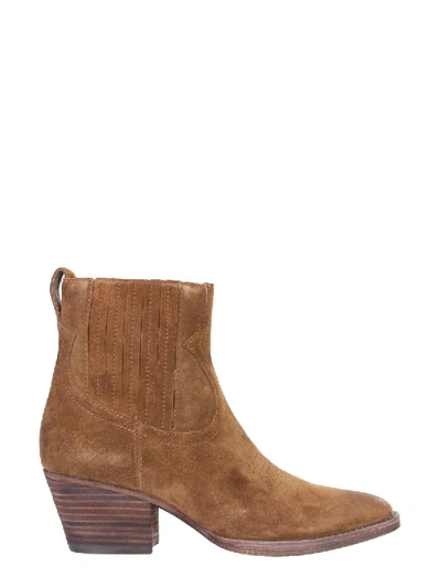 Ash Faith Western Style Chelsea Boot In Russet Suede