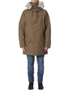 Canada Goose Men's Langford Arctic-tech Parka Jacket With Fur Hood - Fusion Fit In Military Green